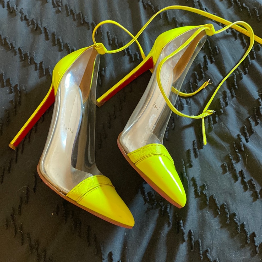 Neon yellow pvc 100% authentic Christian Louboutin heels